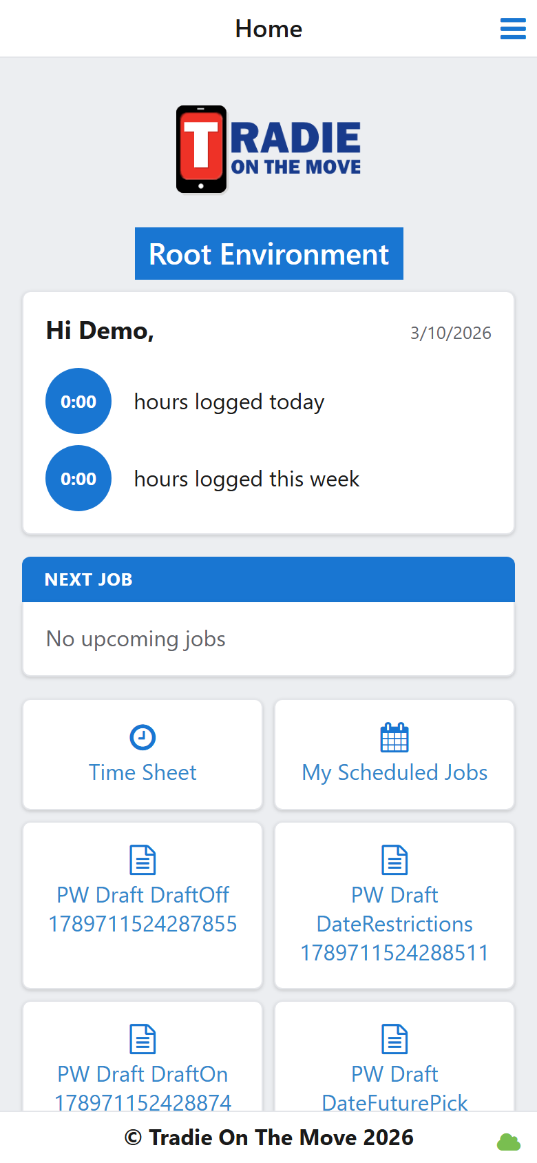 The home screen in its Dashboard layout