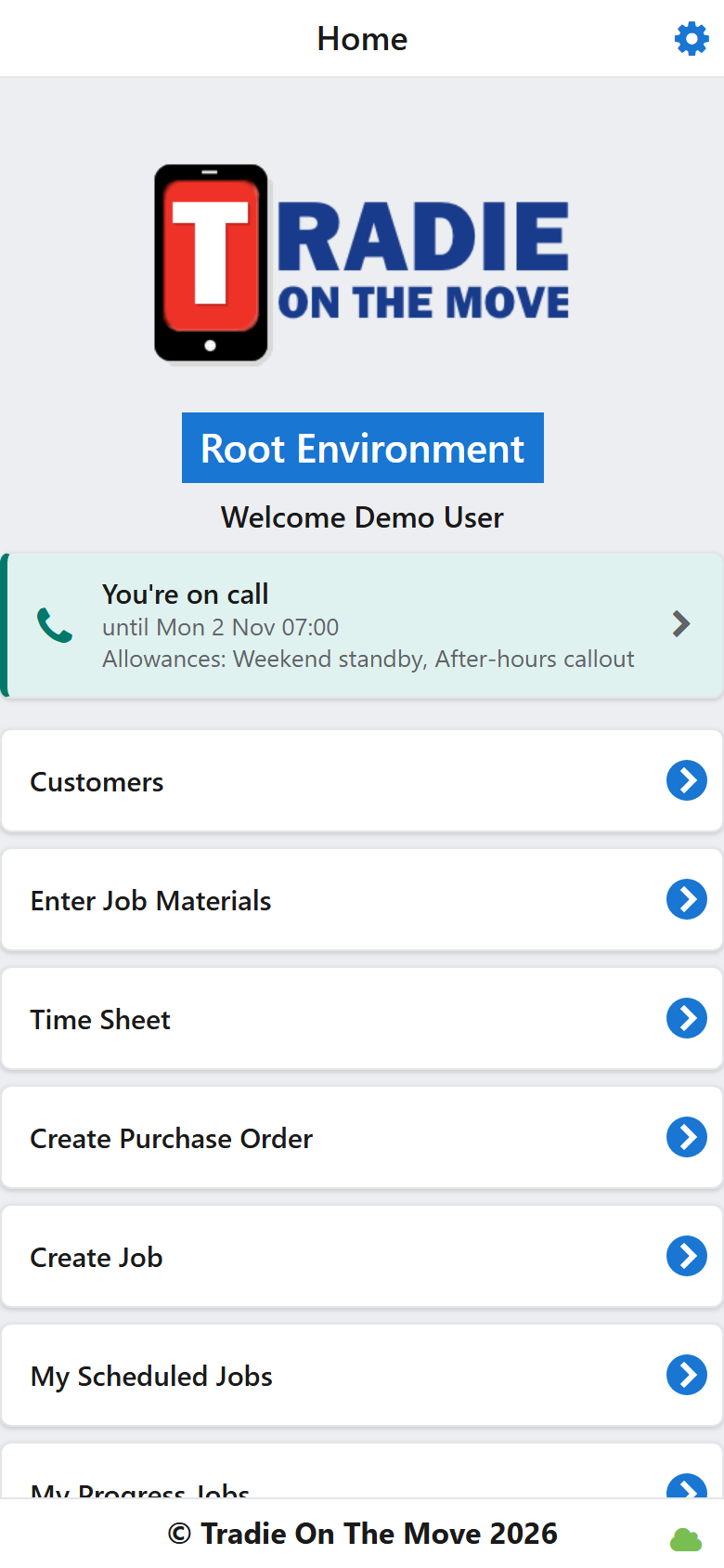 The home screen with a teal You're on call card above the dashboard
